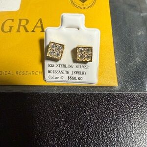 Gold Moissanite Stud Earrings GRA
